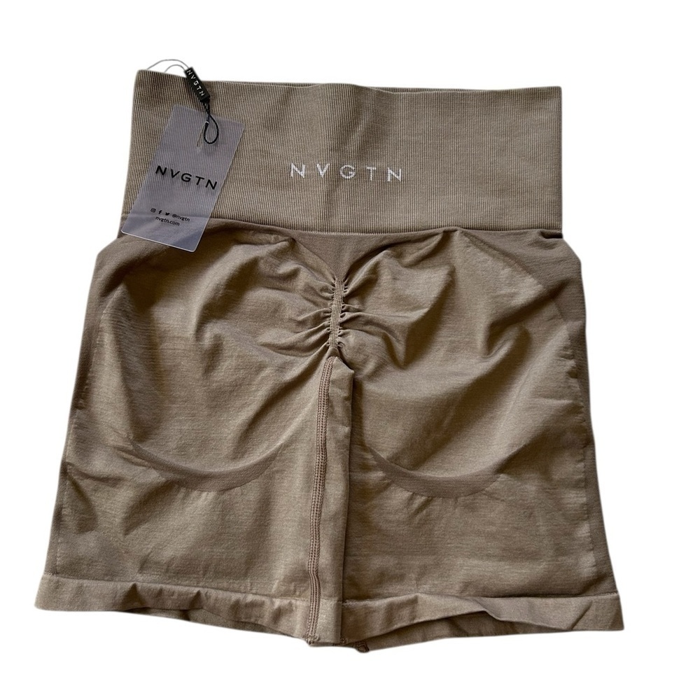 NVTGN Scrunch Biker Athletic Workout Gym Tan Compression Shorts Size XS
